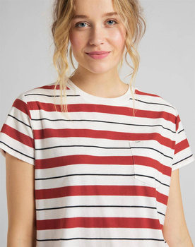 LEE RELAXED POCKET TEE DAMSKI T-SHIRT KOSZULKA W PASKI RED OCHRE L40RYHOE 112108724