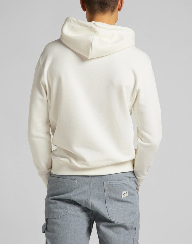 LEE PLAIN HOODIE MĘSKA BLUZA Z KAPTUREM LOGO ECRU L80YSPNQ 112121601