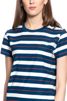 LEE RELAXED POCKET TEE DAMSKI T-SHIRT KOSZULKA W PASKI WASHED BLUE L40RYHLR 112108721