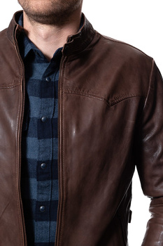 KURTKA SKÓRZANA WRANGLER WESTERN BIKER CHOCOLATE BROWN W4762ZAVM 112129047