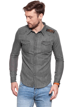 LEE WESTERN SHIRT SLIM GREY WASH L643KEFU 