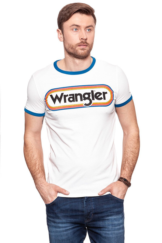 KOSZULKA WRANGLER LOGO RINGER TEE OFFWHITE W7B68FQ02 112131526