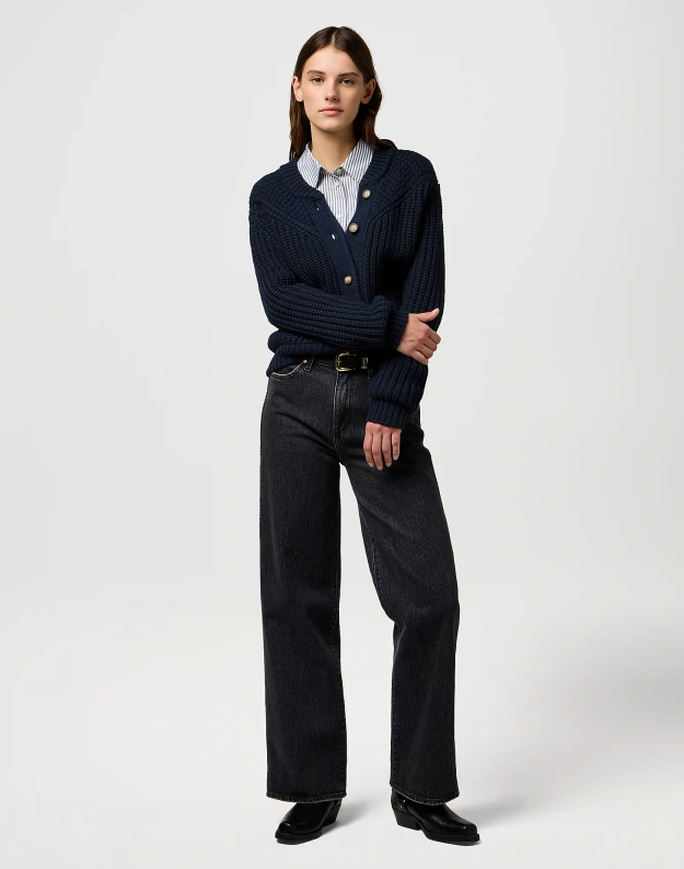 DAMSKI SWETER WRANGLER WESTERN CARDIGAN DARK NAVY 112370796