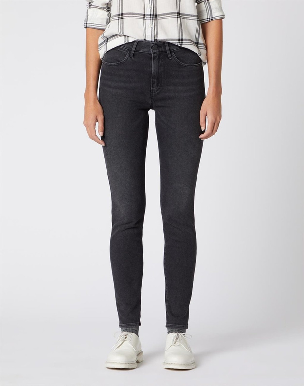 SPODNIE DAMSKIE WRANGLER HIGH RISE SKINNY BLACK SEA W27HJK45A 112128088