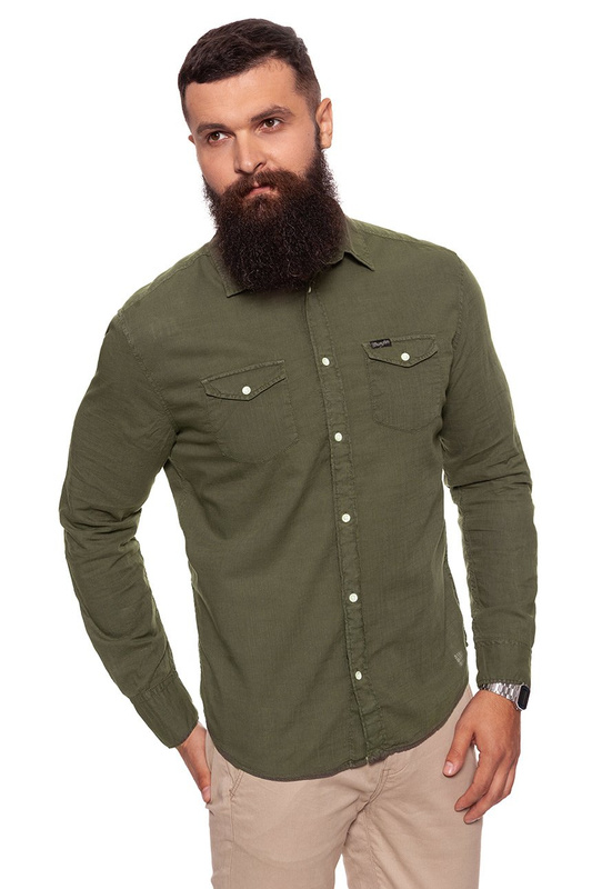 WRANGLER REGULAR 2PKT SHIRT DUSTY OLIVE W58786B45 112129590