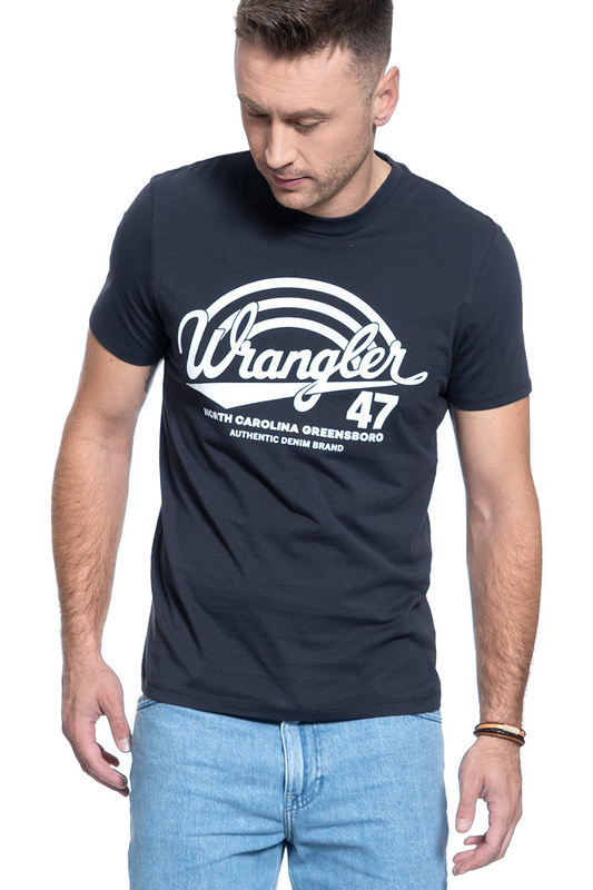 MĘSKI T-SHIRT WRANGLER SS AMERICANA TEE BLUE GRAPHITE W7F6FKX15 112131810