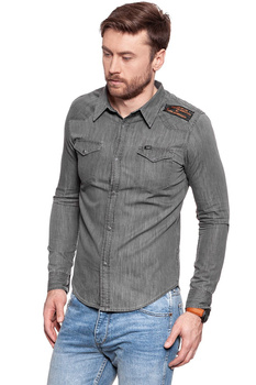 LEE WESTERN SHIRT SLIM GREY WASH L643KEFU 