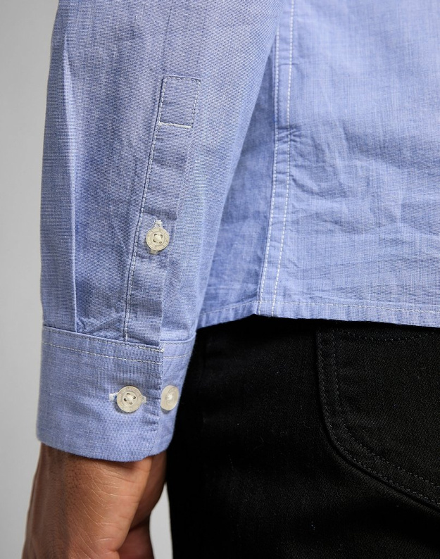 KOSZULA MATERIAŁOWA MĘSKA LEE SLIM BUTTON DOWN WASHED BLUE L66XNFLR 112116760