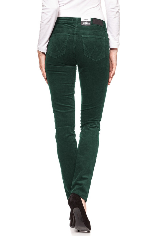 DAMSKIE SPODNIE SZTRUKSOWE WRANGLER SLIM GREEN NIGHT W28LEK18P 112128382