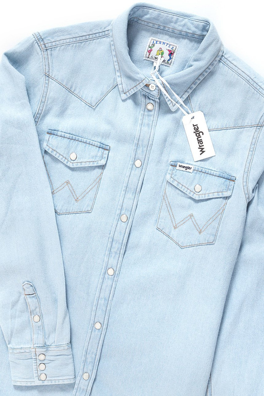WRANGLER JEANIES SHIRT BLUE RIPPED W5Q1LW96Q 112130288