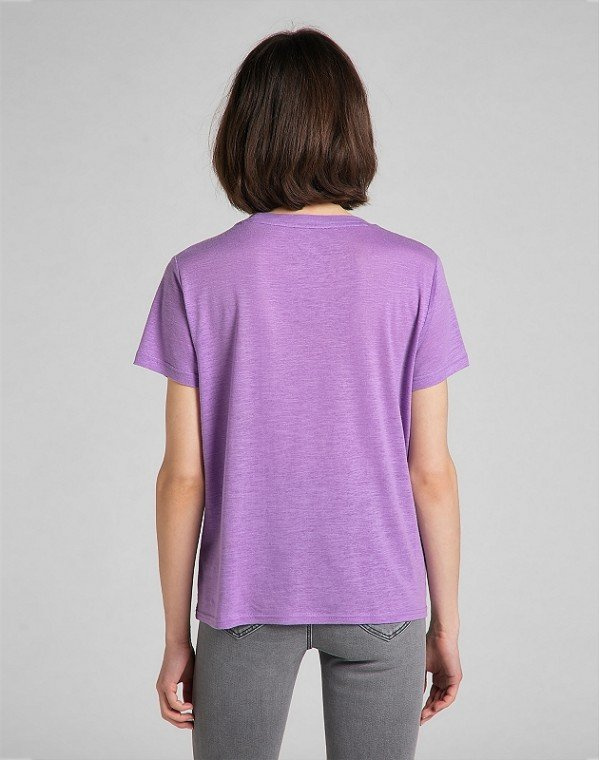 LEE CREW TEE DAMSKI T-SHIRT KOSZULKA LOGO AMETHYST ORCHID L41RENTI 112140047