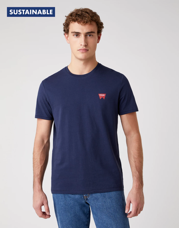 MĘSKI T-SHIRT WRANGLER SS SIGN OFF TEE NAVY W7C07D335 112131601