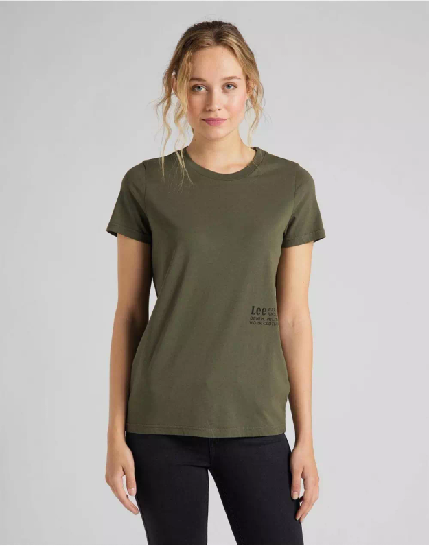 T-SHIRT DAMSKI LEE STENCIL GRAPHIC TEE OLIVE GREEN L43GEPNX 112109589