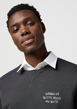 MESKA BLUZA  WRANGLER EMBROIDERY CREW FADED BLACK 112371518