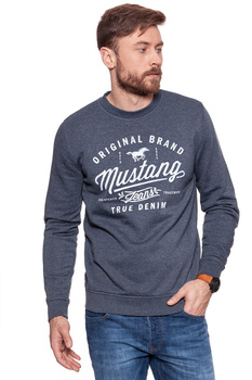 BLUZA MUSTANG MĘSKA Logo Sweatshirt Blue Nights Melange 1007226 5370