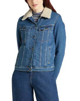 LEE SHERPA RIDER DAMSKA KURTKA JEANSOWA LOGO WORN IRIS L54VMWQW 112140285