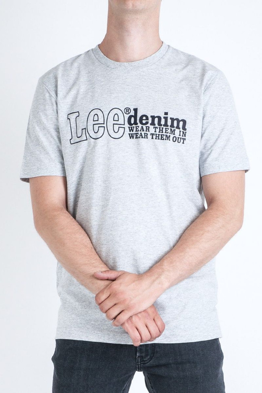 LEE DENIM MĘSKI T-SHIRT KOSZULKA LOGO NADRUK SHARP GREY MELE L63PRE03 112115159