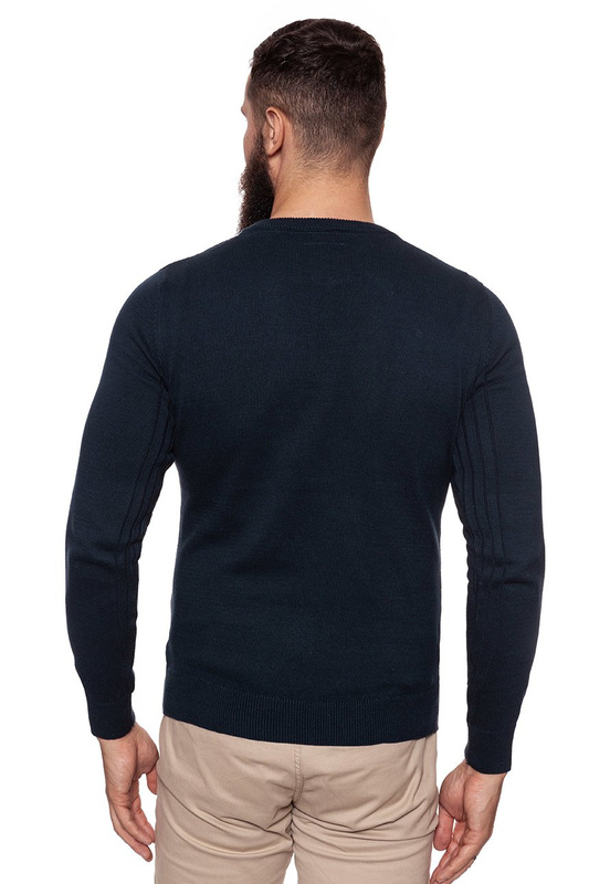 MĘSKI SWETER TOM TAILOR HENLEY WITH RIB DETAILS KNITTED NAVY 3018989.00.10 COL. 6800