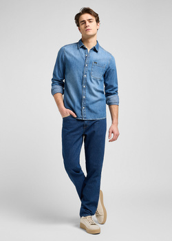 MESKA KOSZULA JEANSOWA  LEE LEESURE SHIRT MID BLUE DENIM 112370551