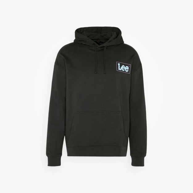 LEE LOOSE LOGO HOODIE MĘSKA BLUZA Z KAPTUREM LOGO WASHED BLACK LL17FTON 112331477