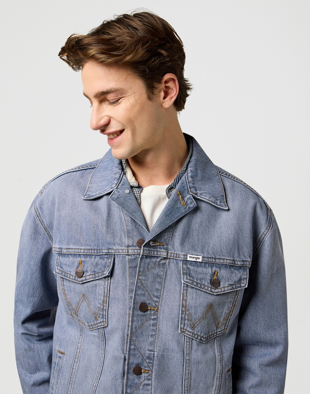 MESKA KURTKA JEANSOWA WRANGLER ANTI FIT JACKET LIGHT ICE 112371446