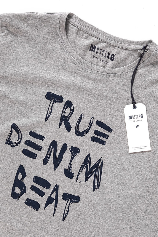 MUSTANG T SHIRT Denim Beat T-Shirt MID GREY MELANGE 1006414 4140