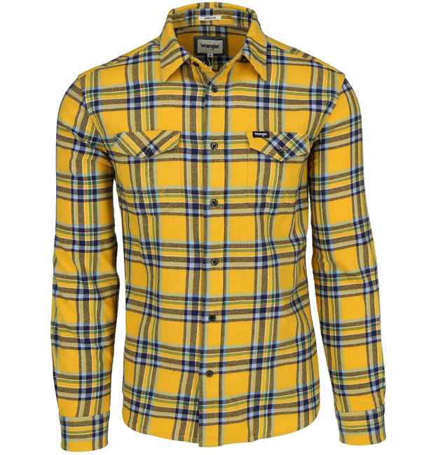 WRANGLER LS 2PKT FLAP SHIRT MĘSKA KOSZULA MATERIAŁOWA W KRATĘ GOLDEN ROD W5A53WX1K 112130049