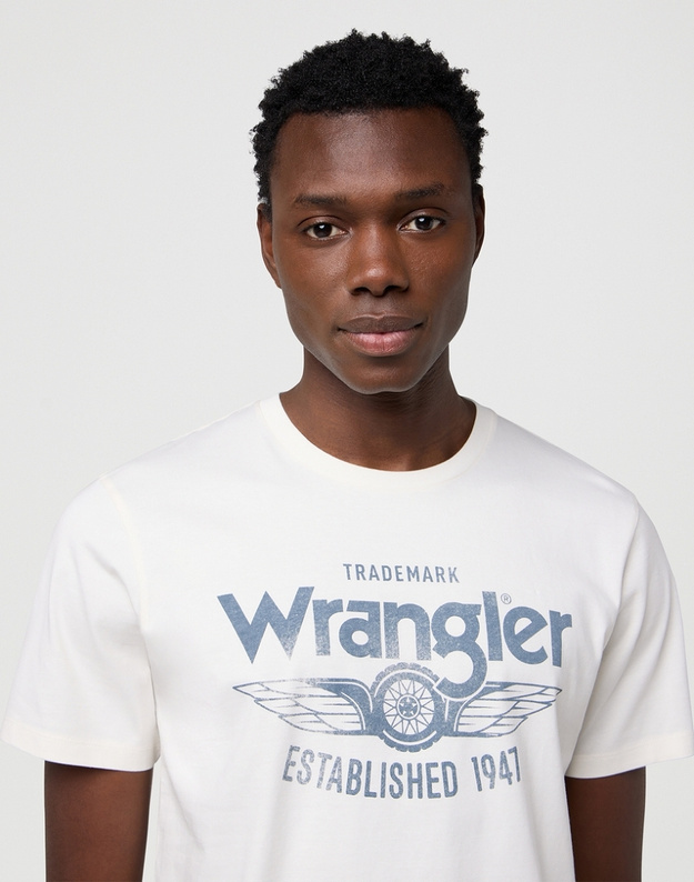 MESKA KOSZULKA  WRANGLER AMERICANA TEE WORN WHITE 112371417