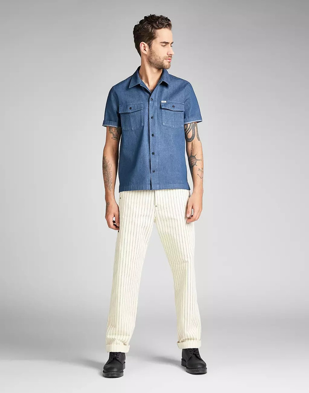 LEE SS SERVICE SHIRT MĘSKA KOSZULA JEANSOWA WASHED BLUE L93GMS36 112124160