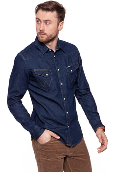 KOSZULA JEANSOWA MĘSKA WRANGLER WESTERN DENIM SHIRT DRY INDIGO W59421DZ0 112129744