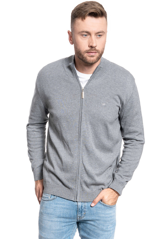 SWETER MĘSKI MUSTANG BASIC ZIP CARDIGAN MID GREY MELANGE 1005881 4140