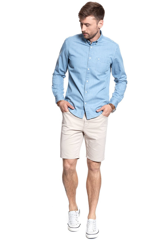 KOSZULA JEANSOWA MĘSKA WRANGLER L/S 1PKT BUTTON-DOWN LIGHT INDIGO W58838S4E 112129622