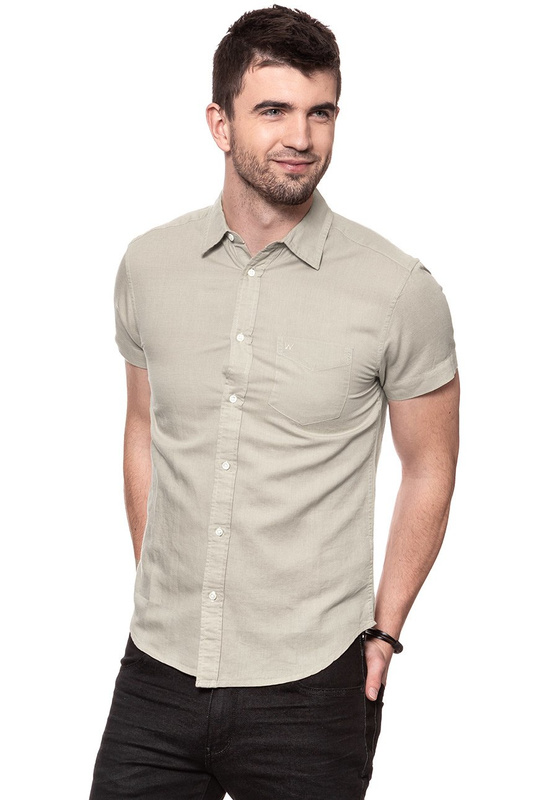 KOSZULA MĘSKA KRÓTKI RĘKAW WRANGLER SS 1PKT SHIRT PLAZA TAUPE W5860LOU5 112129512