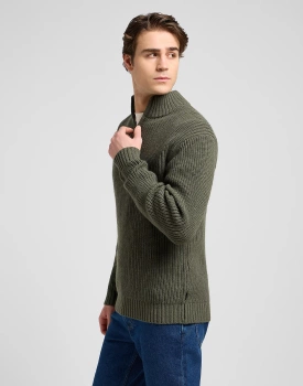 MESKI SWETER  LEE CLEAN HALF ZIP KNIT OLIVE GRAY 112370539