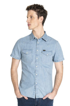 LEE SS WESTERN MĘSKA KOSZULA JEANSOWA Z KRÓTKIM RĘKAWEM HEATHER BLUE L640PLLI 112115295