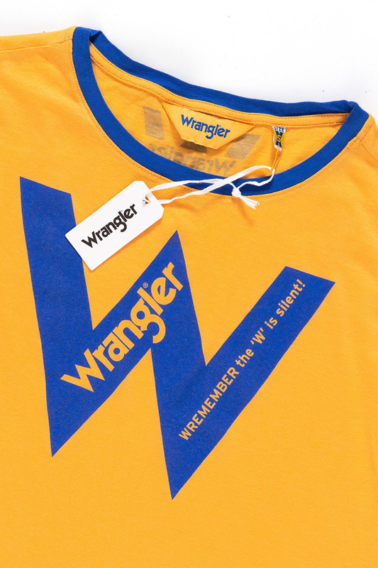 WRANGLER T SHIRT DAMSKI B&Y W CROP TEE AMBER YELLOW W721CF7UY 112130924