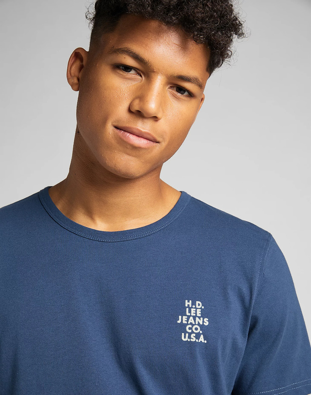 LEE SS TONAL LOGO TEE MĘSKI T-SHIRT KOSZULKA INSIGINIA BLUE L60LFESS 112140321