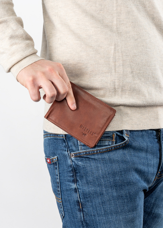 MUSTANG Denimo Wallet Side Opening SKÓRZANY PORTFEL POJEMNY NA KARTY PREMIUM