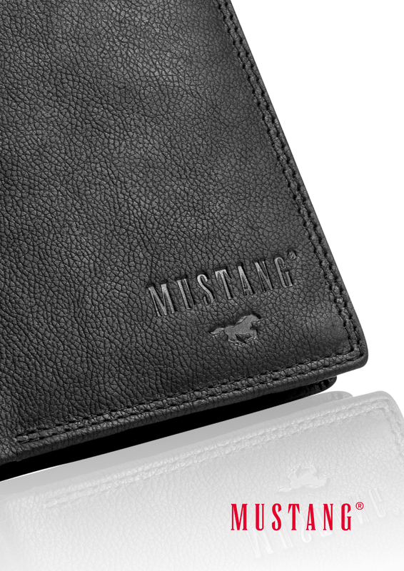 MUSTANG DENIMO HIGH WALLET MĘSKI PORTFEL SKÓRZANY NA KARTY POJEMNY BLACK RFID