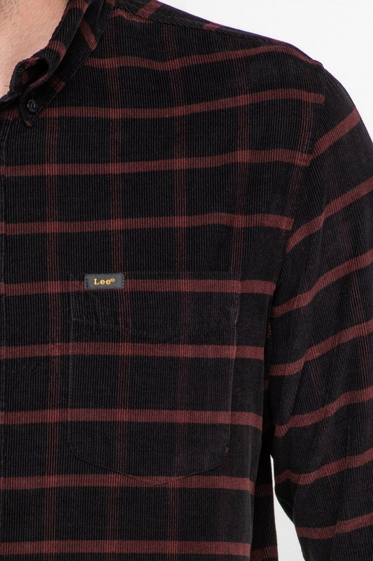 LEE BUTTON DOWN MĘSKA KOSZULA KRATA RHUBARB RED L880YZGB 112123500