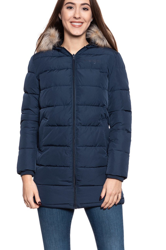 DAMSKA KURTKA ZIMOWA WRANGLER LONG PUFFER NAVY W4N2VJ114 112129160
