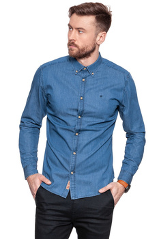 WRANGLER L/S BUTTON-DOWN SHIR MID INDIGO W57651H8E