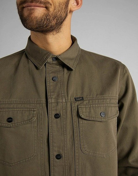 LEE MILITARY WORKER SHIRT MĘSKA KOSZULA MATERIAŁOWA REGULAR FIT OLIVE GREEN L66CTHNX 112116331