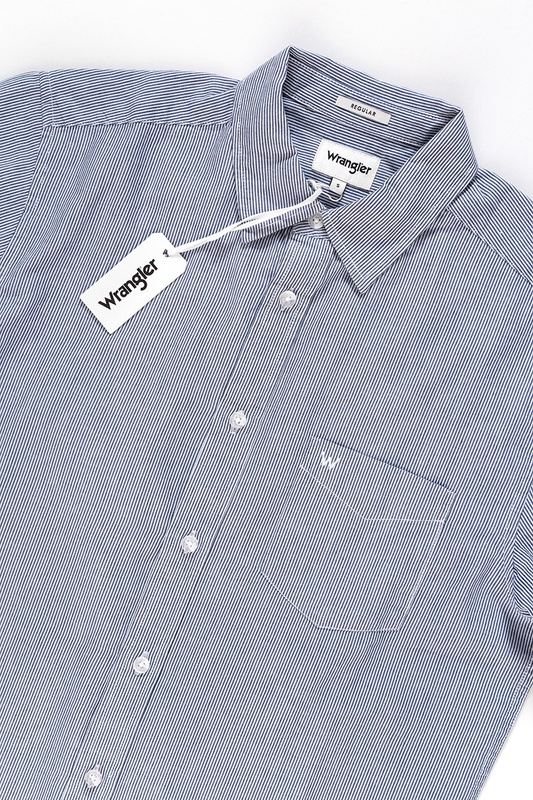 KOSZULA MĘSKA KRÓTKI RĘKAW WRANGLER SS 1 PKT SHIRT PEACOAT BLUE W58604M49 112129484
