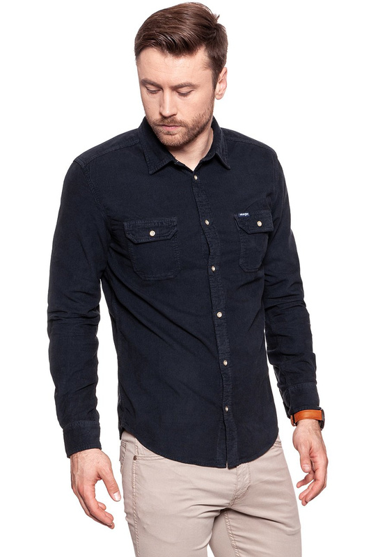 KOSZULA WRANGLER LS 2PKT FLAP SHIRT DARK NAVY W5996TCAE 112129912