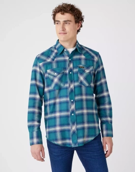 WRANGLER LS WORKSHIRT MĘSKA KOSZULA MATERIAŁOWA W KRATĘ JASPER GREEN W5D15MG27 112141435