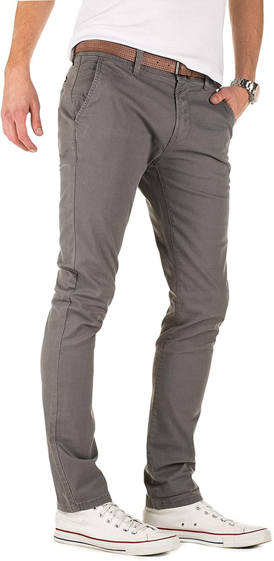 TOM TAILOR SPODNIE MĘSKIE SOLID SKINNY CHINO WITH BELT TORNADO GREY 64033420012 COL. 2661