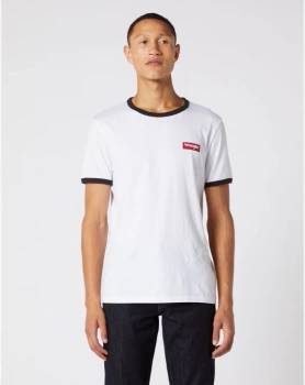 WRANGLER SS RINGER TEE MĘSKI T-SHIRT KOSZULKA Z NADRUKIEM LOGO WHITE W7D4D3989 112131752