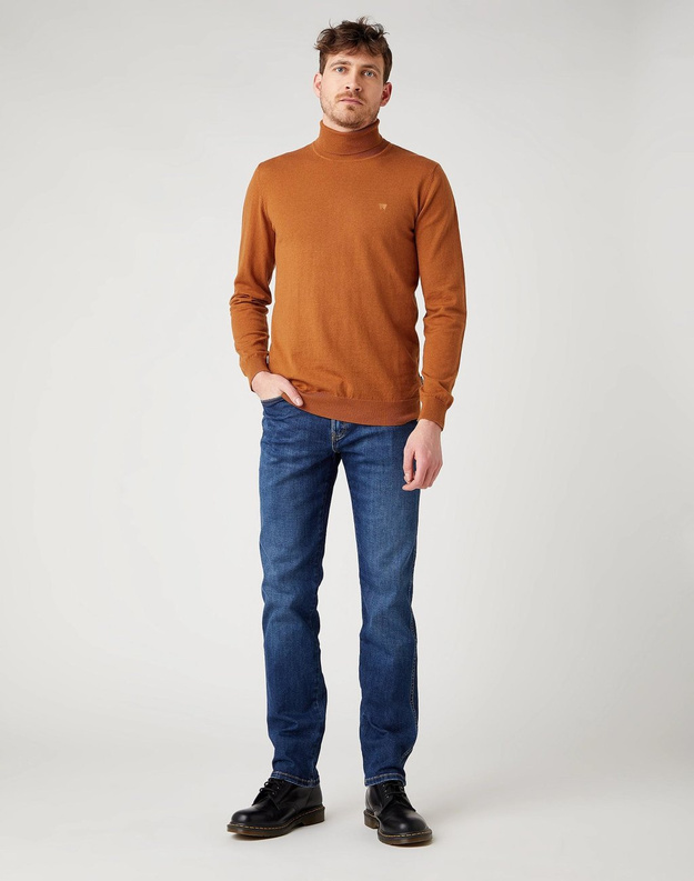 MĘSKI SWETER WRANGLER ROLL NECK KNIT NUTMEG BROWN W8A22PH02 112141658