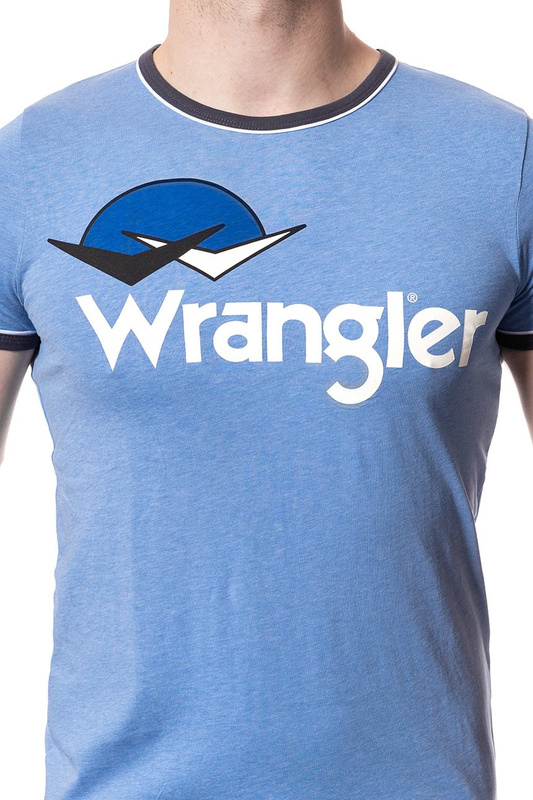 KOSZULKA WRANGLER RINGER LOGO TEE RIVIERA BLUE W7B45FQ7S 112131478